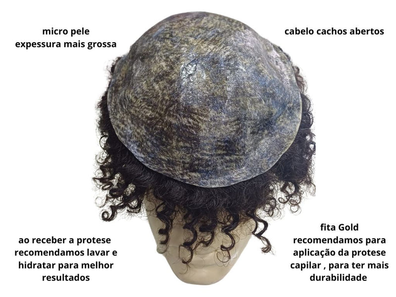 PROTESE CAPILAR AFRO MICRO PELE  (CACHO ABERTO)